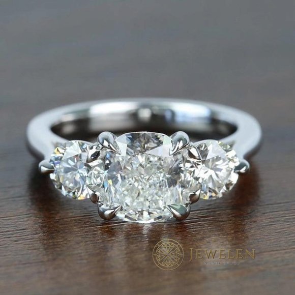2 Ct Cushion Cut Moissanite Sterling Silver Ring